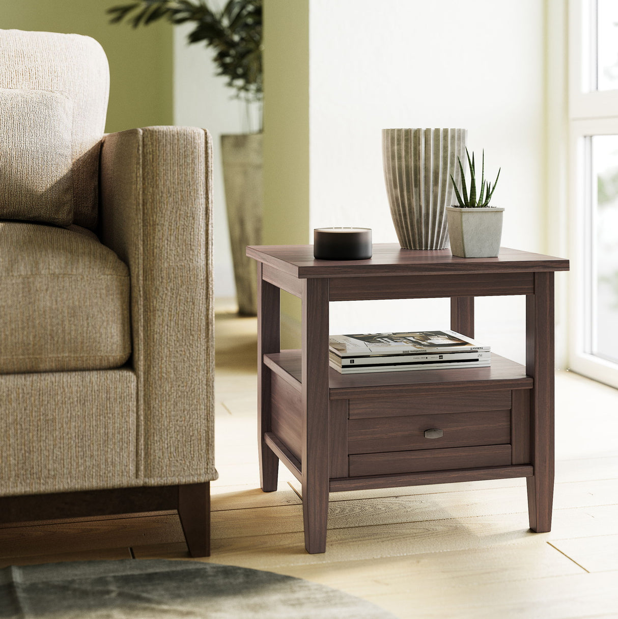 Warm Shaker - End Table - Warm Walnut Brown by Simpli-Home | Bel Furniture