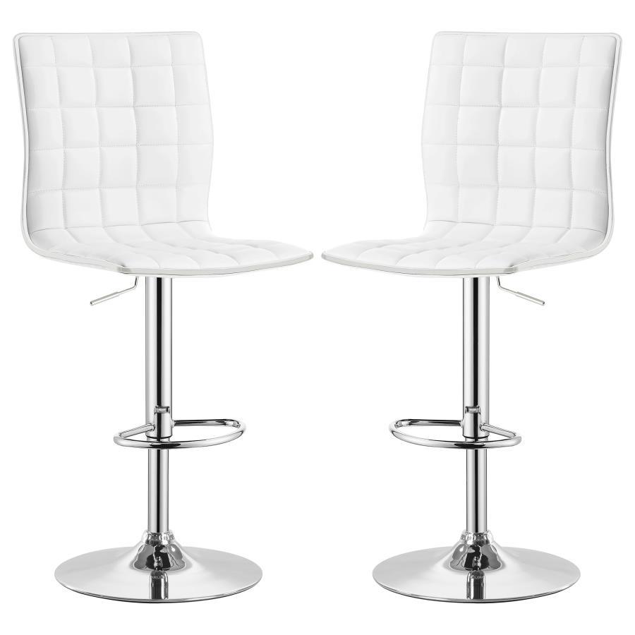 Ashbury - Upholstered Adjustable Bar Stool (Set of 2) White by CoasterEveryday | Bel Furniture