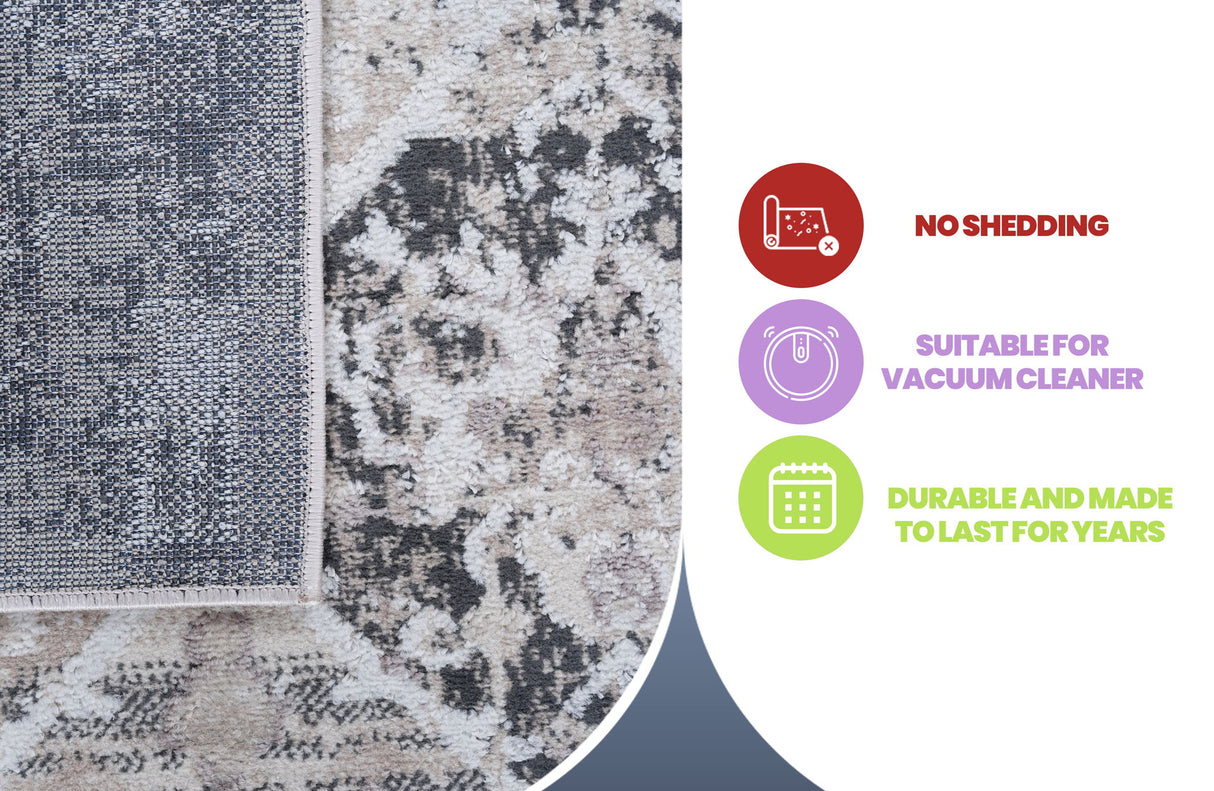 Payas - 5' X 7' Traditional Area Rug - Cream / Anthracite