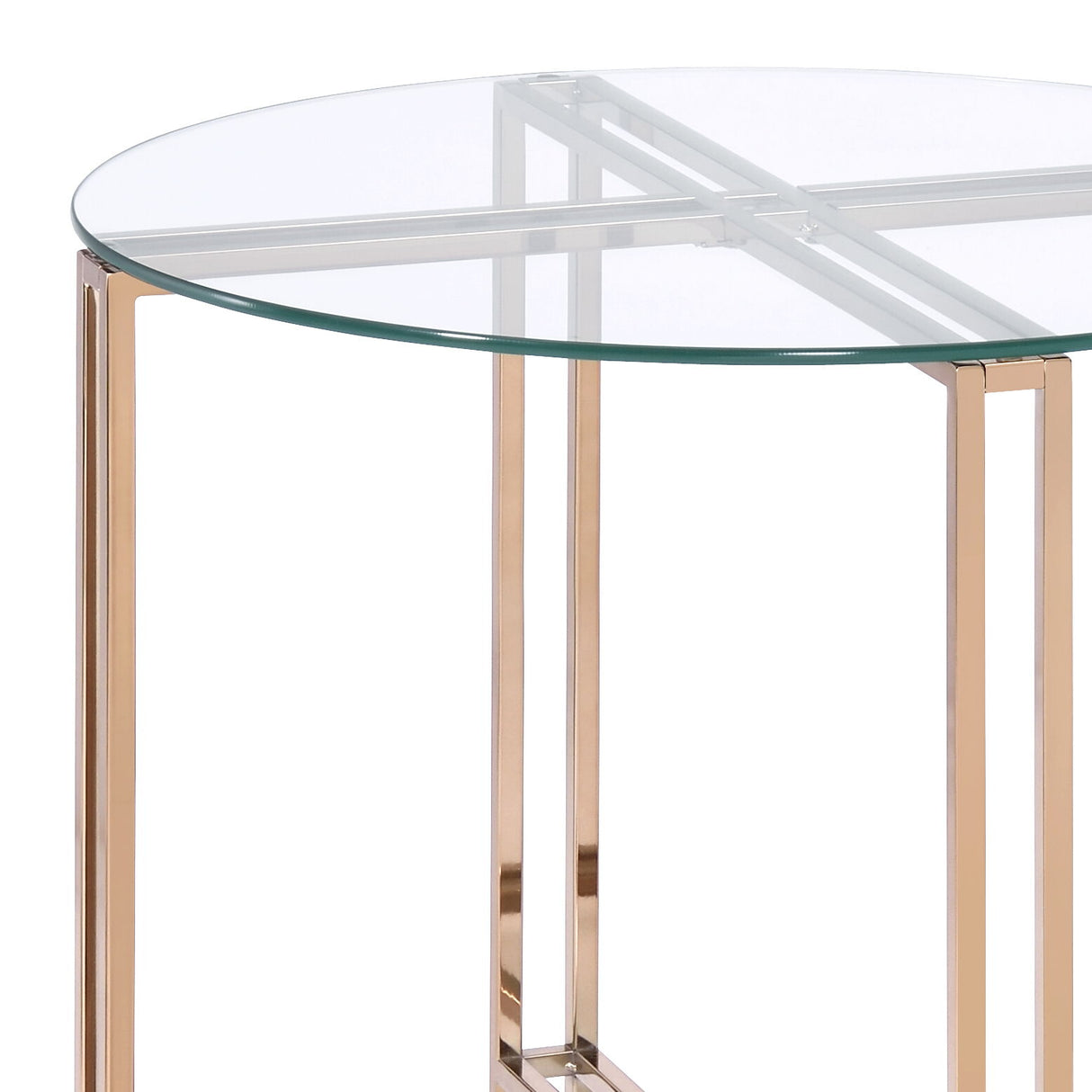 Veises - Clear Glass Top With End Table - Champagne by Urban Nest | Bel Furniture