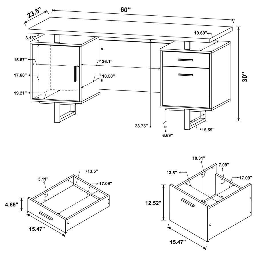 Lawtey - 2-Drawer Computer Desk by CoasterEveryday | Bel Furniture
