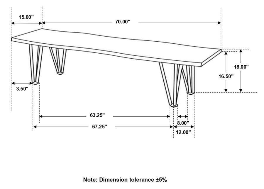 Neve - Live Edge Wood Dining Bench Hairpin Legs - Gray Sheesham by CoasterEssence | Bel Furniture