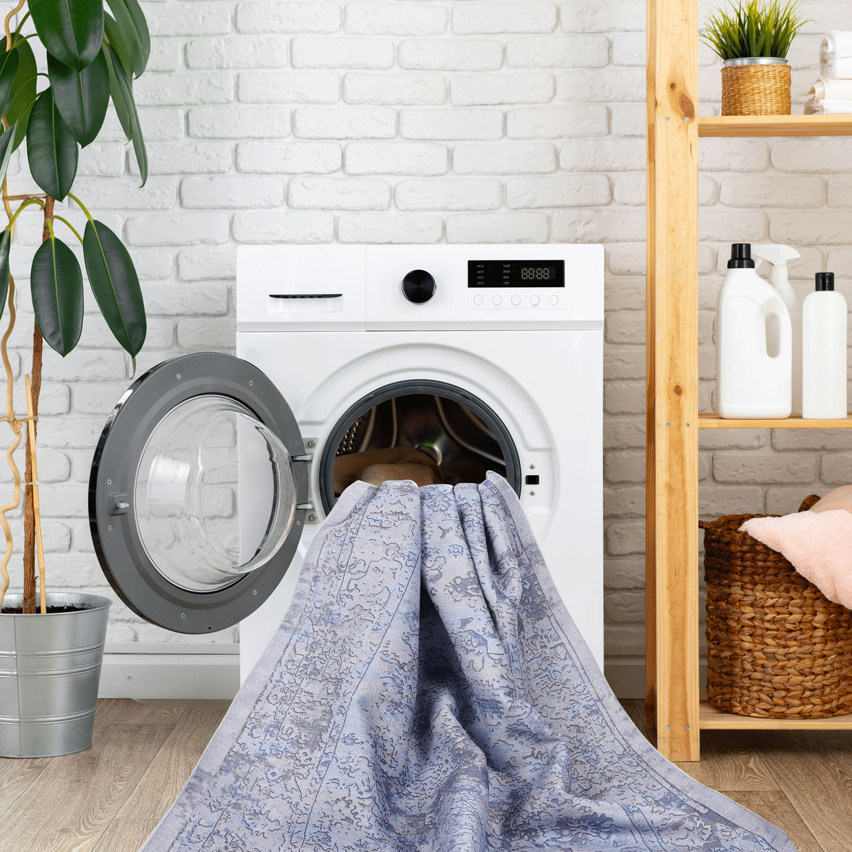 Maval - 2'6'' X 10' Washable Runner Rug - Blue / Cream by Naar Rug | Bel Furniture