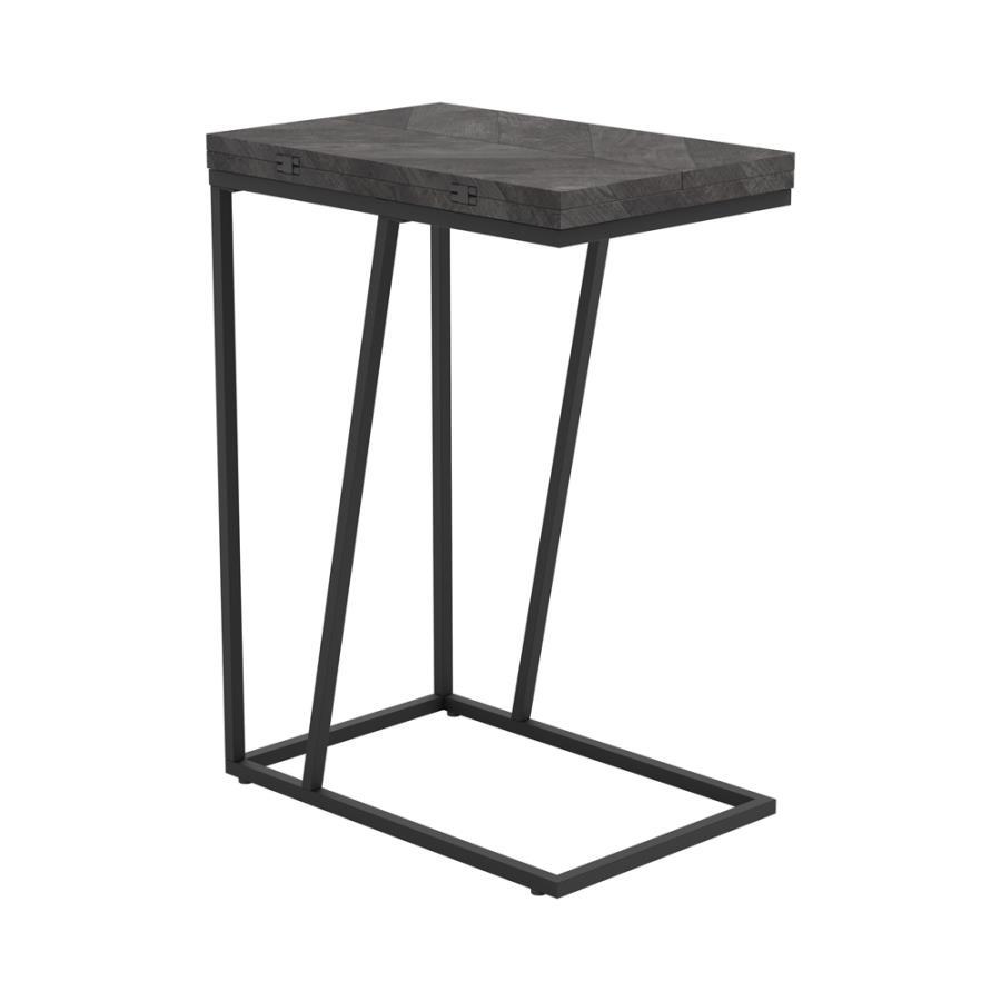 Carly - Expandable Engineered Wood C-Shaped Side Table Dark Gray by CoasterEveryday | Bel Furniture