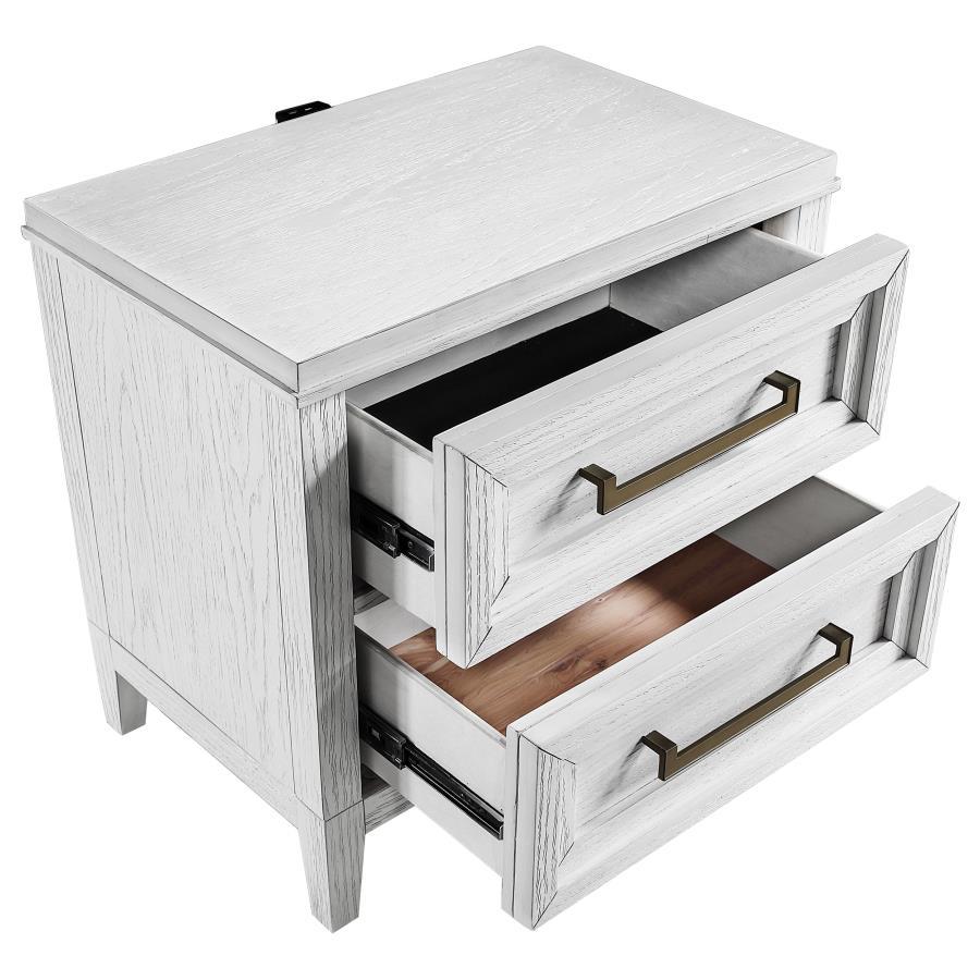 Marielle - 2-Drawer Nightstand Bedside Table - Distressed White by CoasterEveryday | Bel Furniture