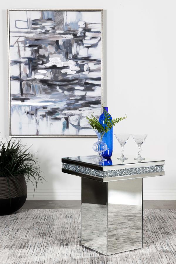 Elora - Square Mirrored Accent Side Table - Silver by CoasterElevations | Bel Furniture
