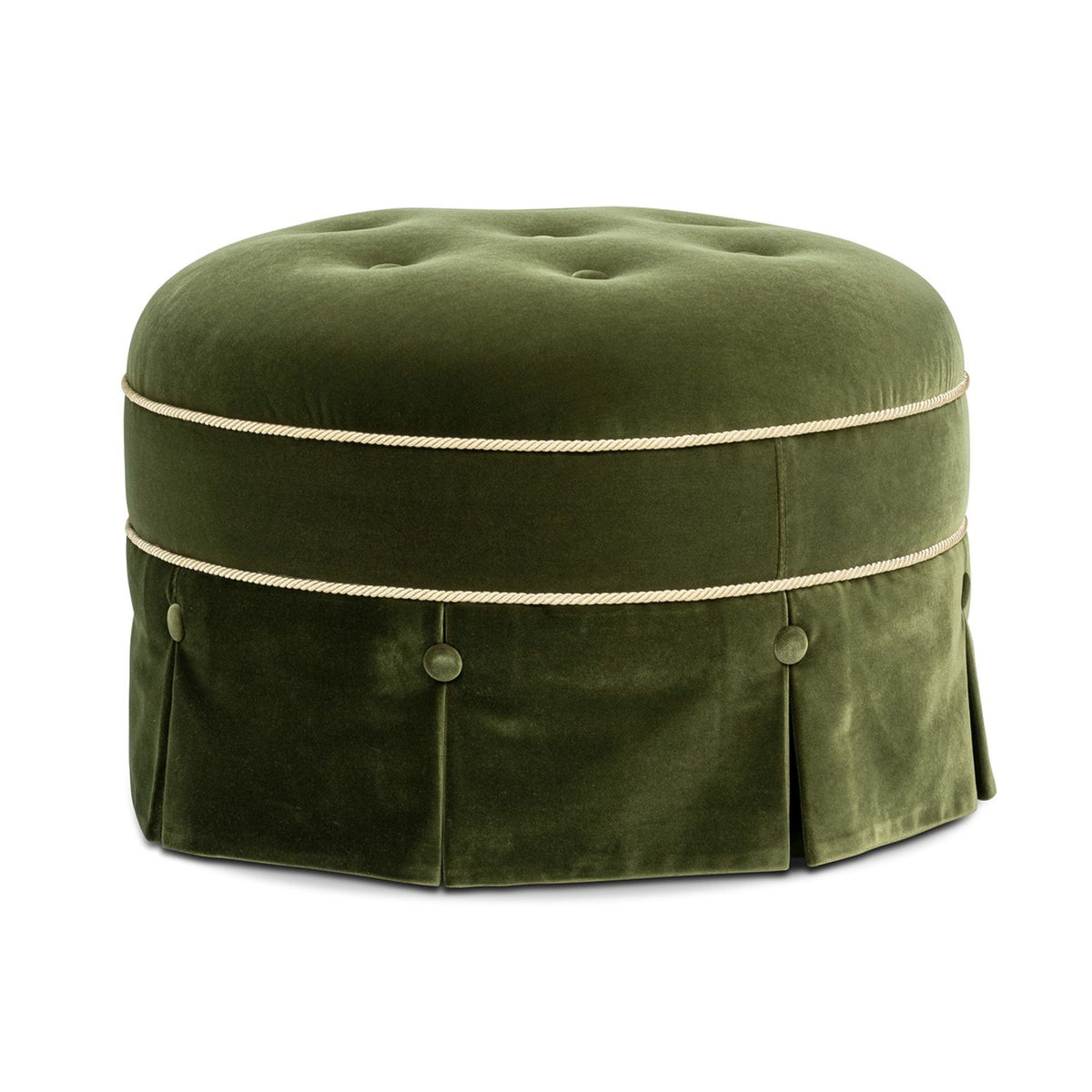 Maribel - Round Accent Ottoman - Olive Green