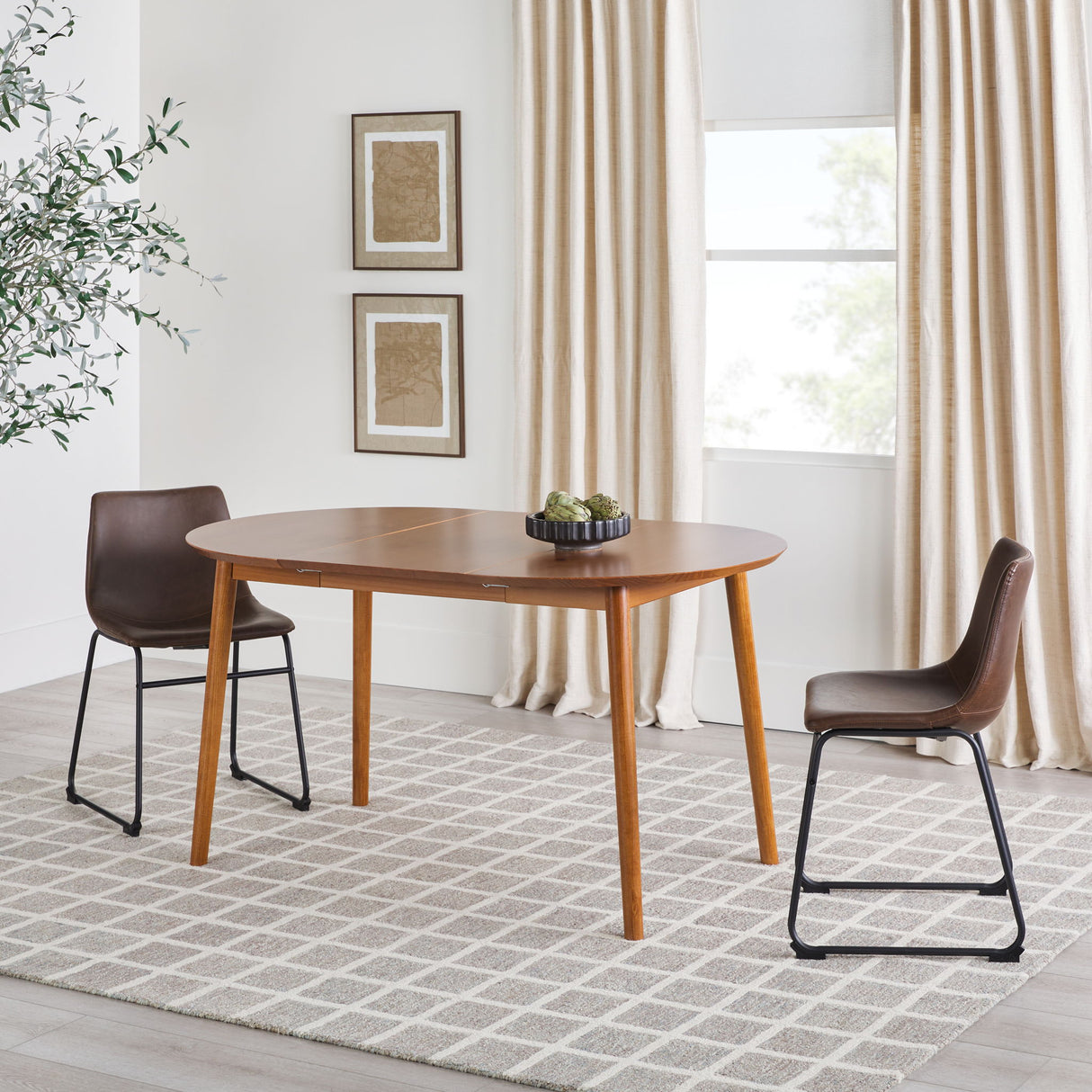 Mid-Century Damsel Extension Dining Table With Removable Leaf - Caramel by Walker Edison | Bel Furniture