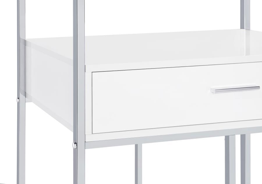 Figueroa - 5-Shelf Wine Storage Bar Cabinet - White High Gloss by Coaster Fine Furniture | Bel Furniture