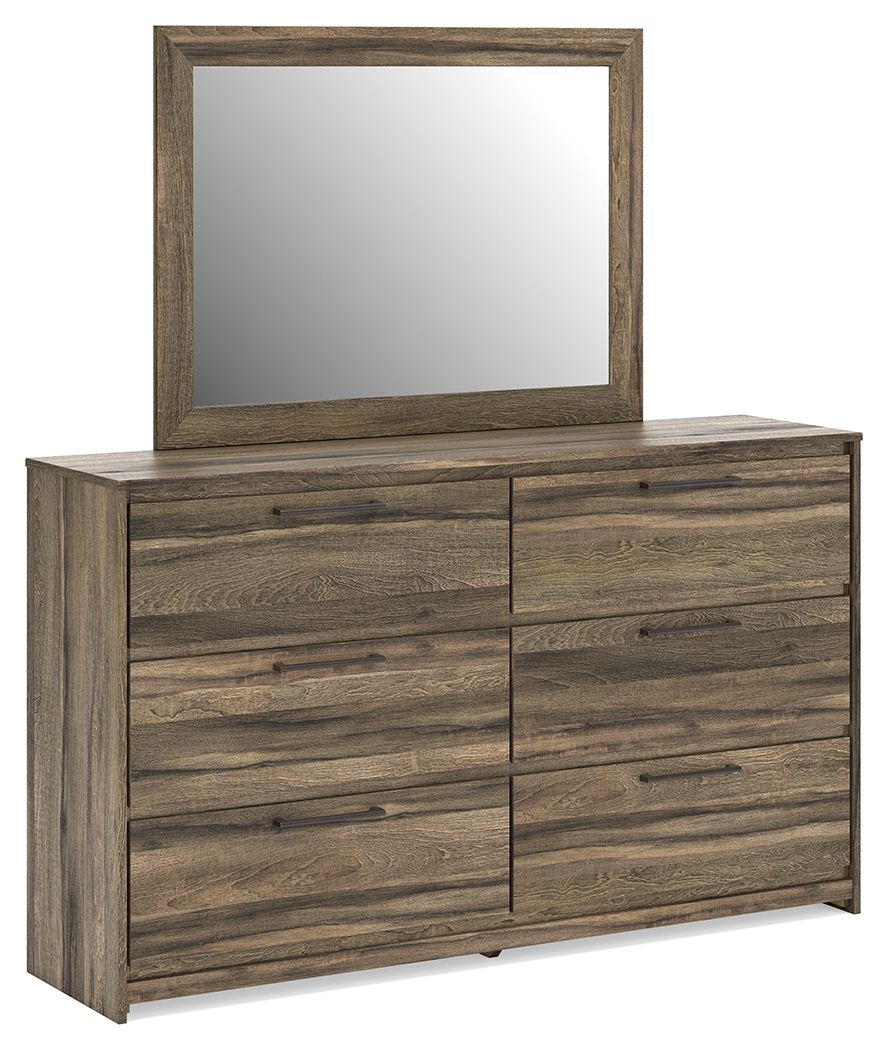 Elbrim - Six Drawer Dresser Dark Brown Dresser & Mirror by Signature Design by Ashley® | Bel Furniture
