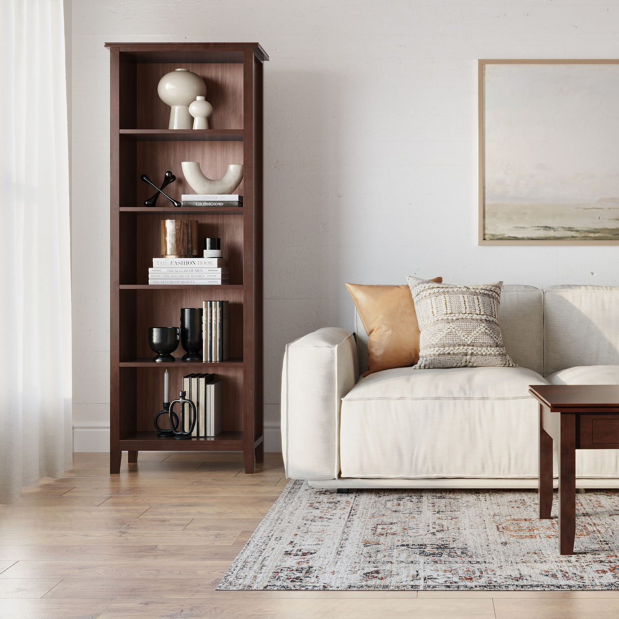 Artisan - 5 Shelf Bookcase, Handcrafted by Simpli-Home | Bel Furniture