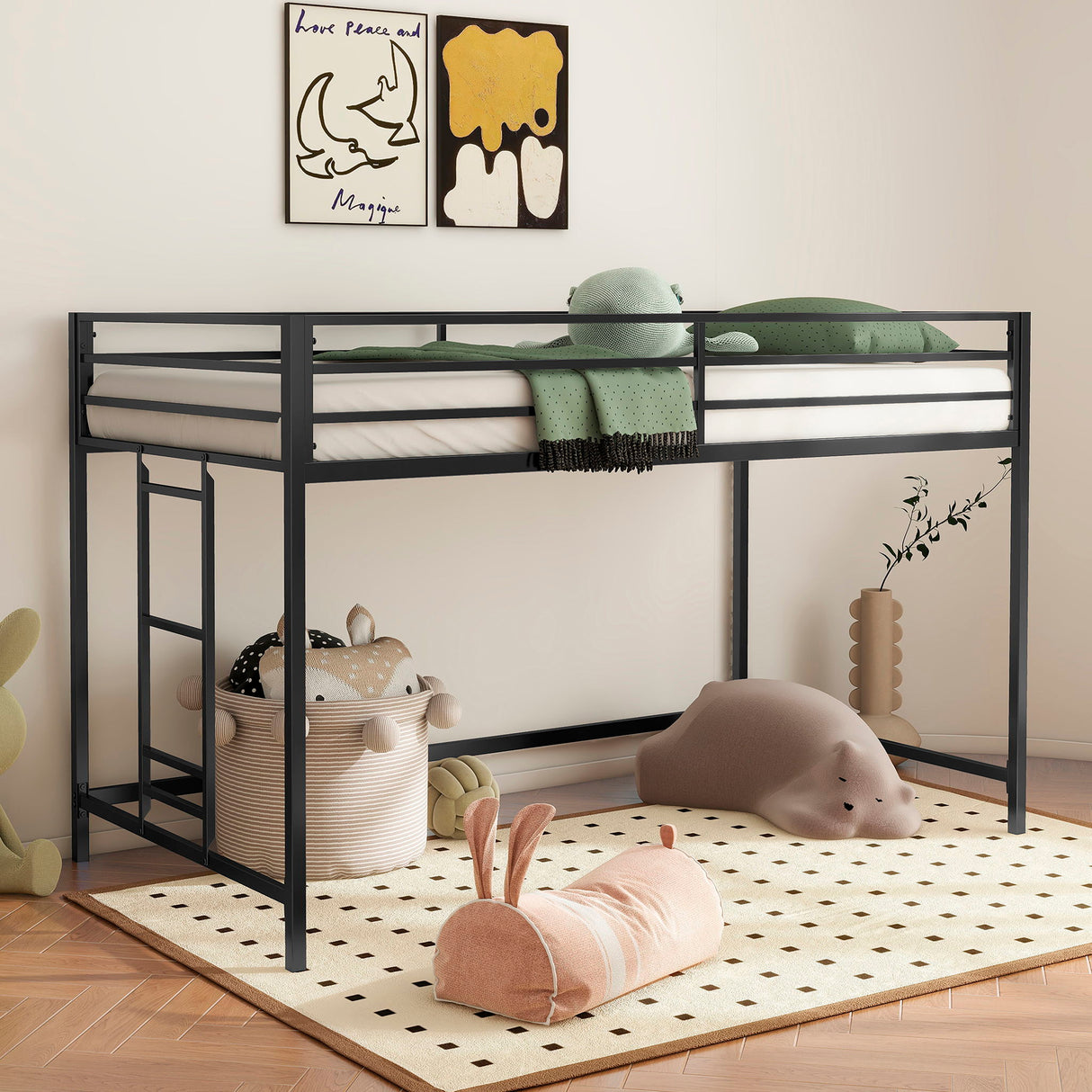 Adam - Junior Twin Loft Bunk - Black by House & Home Furniture | Bel Furniture