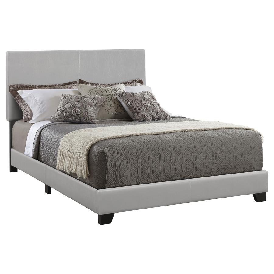 Dorian - Upholstered Panel Bed Gray Queen Faux Leather by CoasterEveryday | Bel Furniture