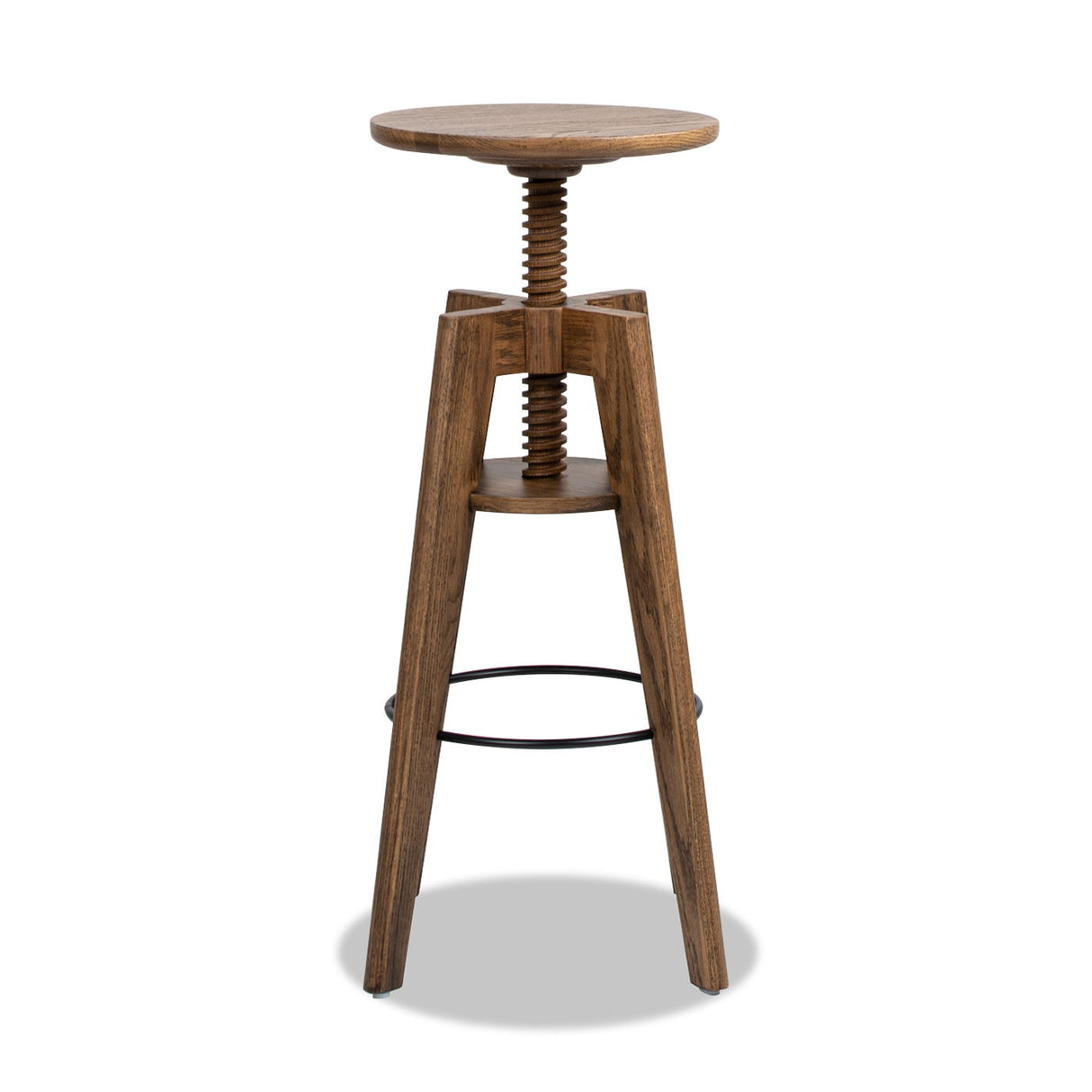 Spencer - Minimalist Oak Adjustable Bar Counter Stool - Walnut Brown Oak by Jennifer Taylor Home | Bel Furniture