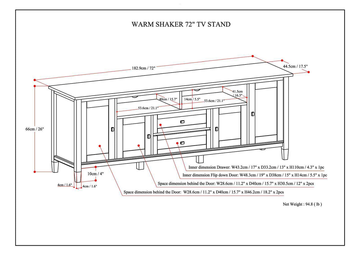 Warm Shaker - TV Media Stand Handcrafted - Tobacco Brown by Simpli-Home | Bel Furniture
