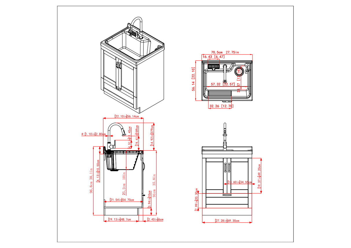 Maile - All-In-One Laundry Utility Sink And Cabinet