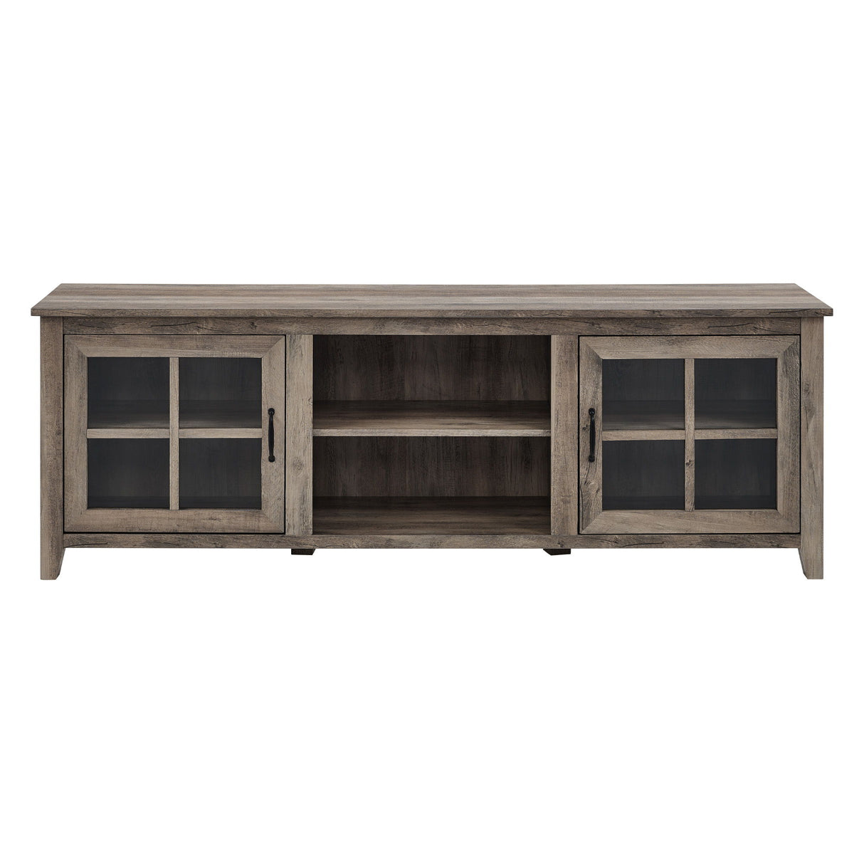 Modern Farmhouse 2 Door Glass Windowpane 70" TV Stand For 80" TVs by Walker Edison | Bel Furniture