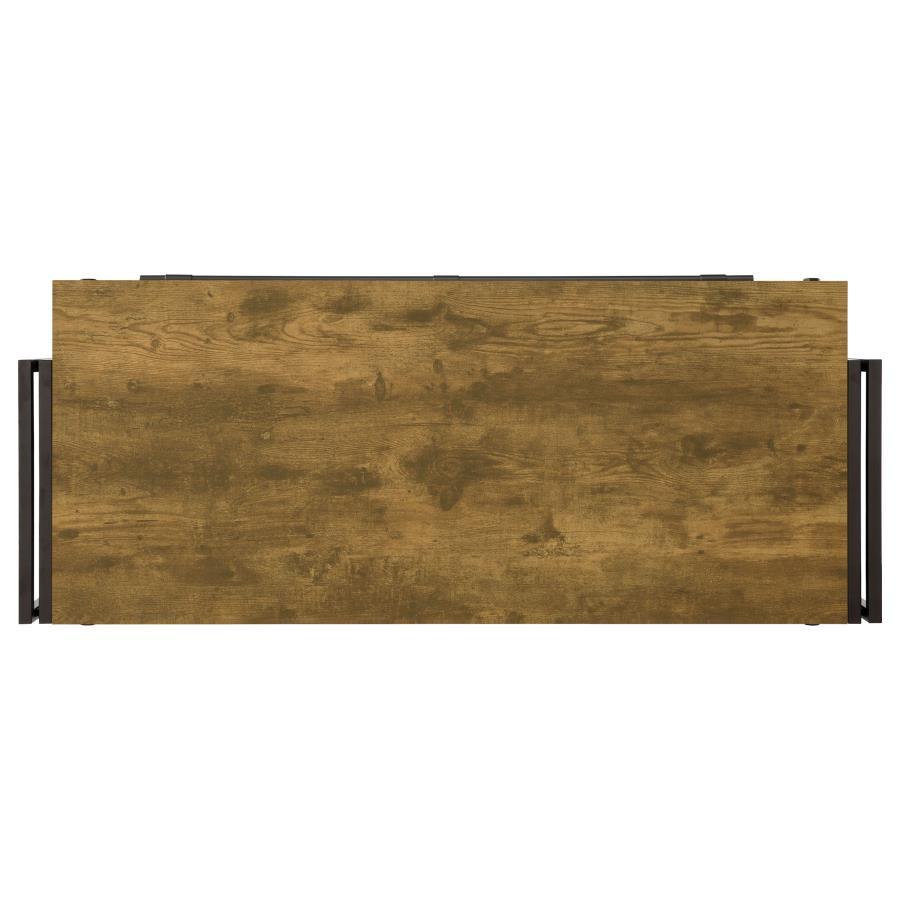 Renaldi - 3-Shelf Home Bar Wine Cabinet - Rustic Nutmeg by CoasterEveryday | Bel Furniture