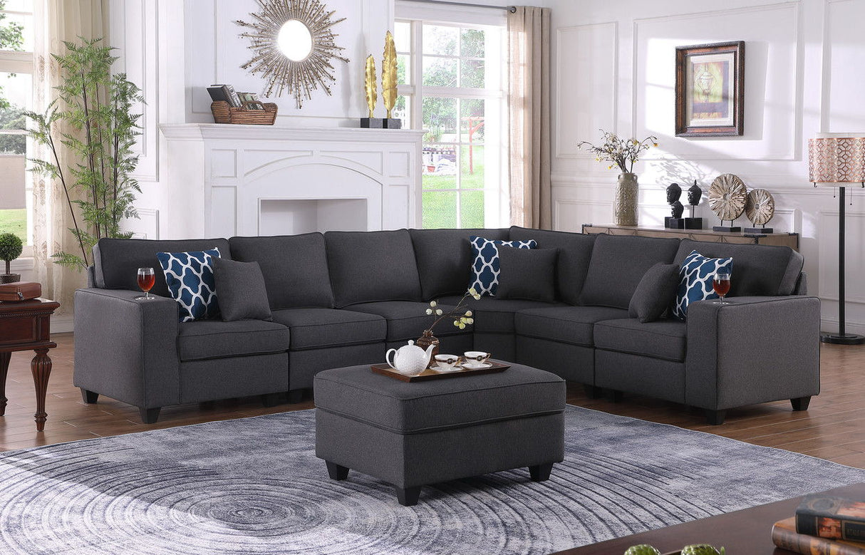 Cooper - Comfort Sectional Sofa With Ottomans And Cupholder