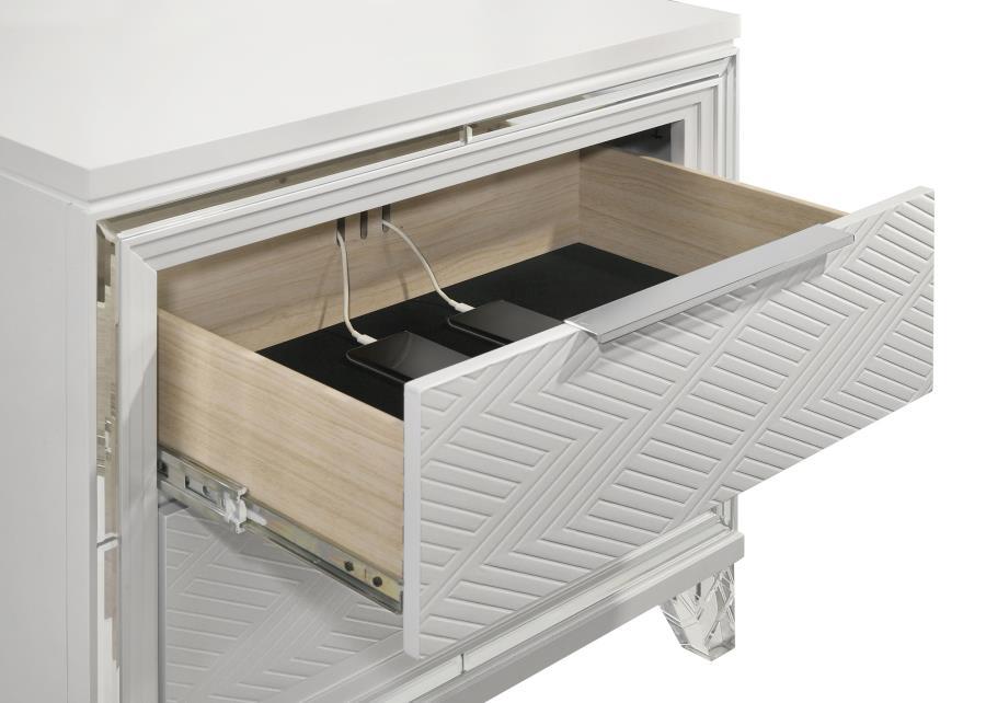 Marmore - 2-Drawer Nightstand Bedside Table - White by Coaster Fine Furniture | Bel Furniture