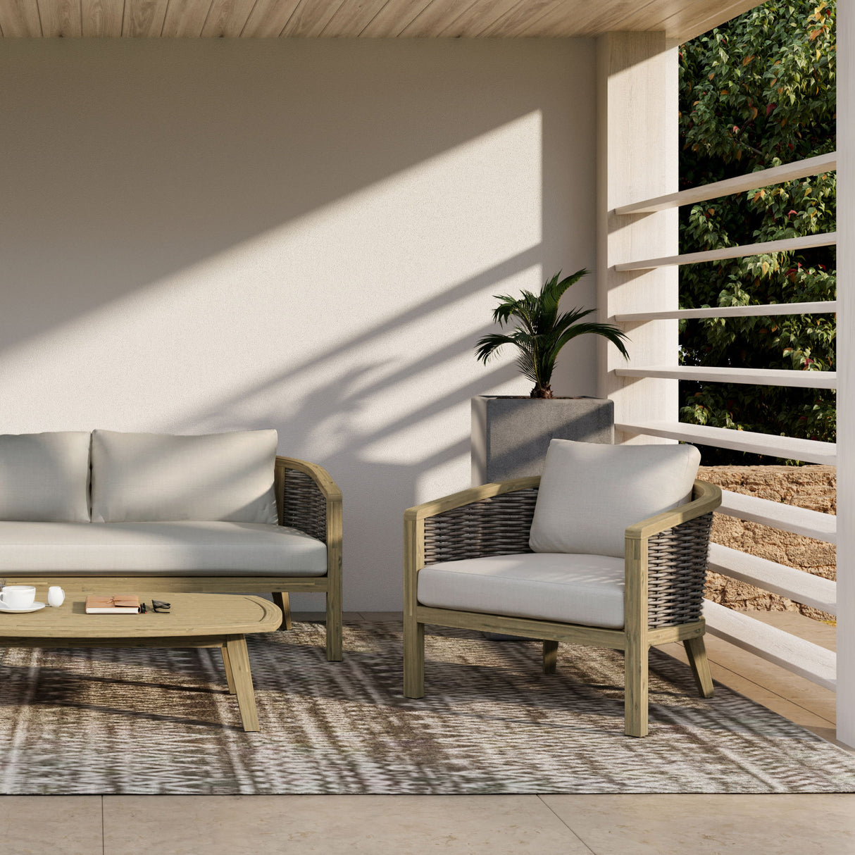 Parkside - Outdoor Conversation Chair (Set of 2) - Natural by Simpli-Home | Bel Furniture