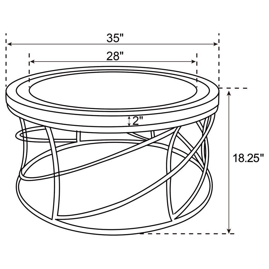 Elise - Round Mirror Top Stainless Steel Coffee Table - Gold by CoasterEveryday | Bel Furniture