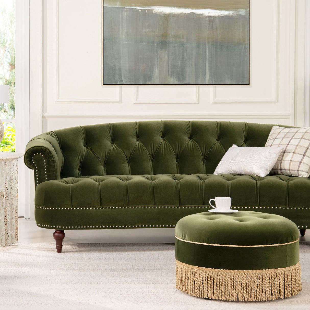 La Rosa - Victorian Chesterfield Tufted Sofa by Jennifer Taylor Home | Bel Furniture
