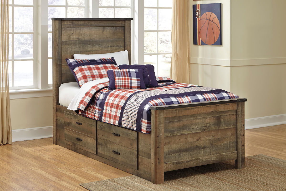 Trinell - Panel Bed Dark Brown Twin 2 Drawers by Signature Design by Ashley® | Bel Furniture