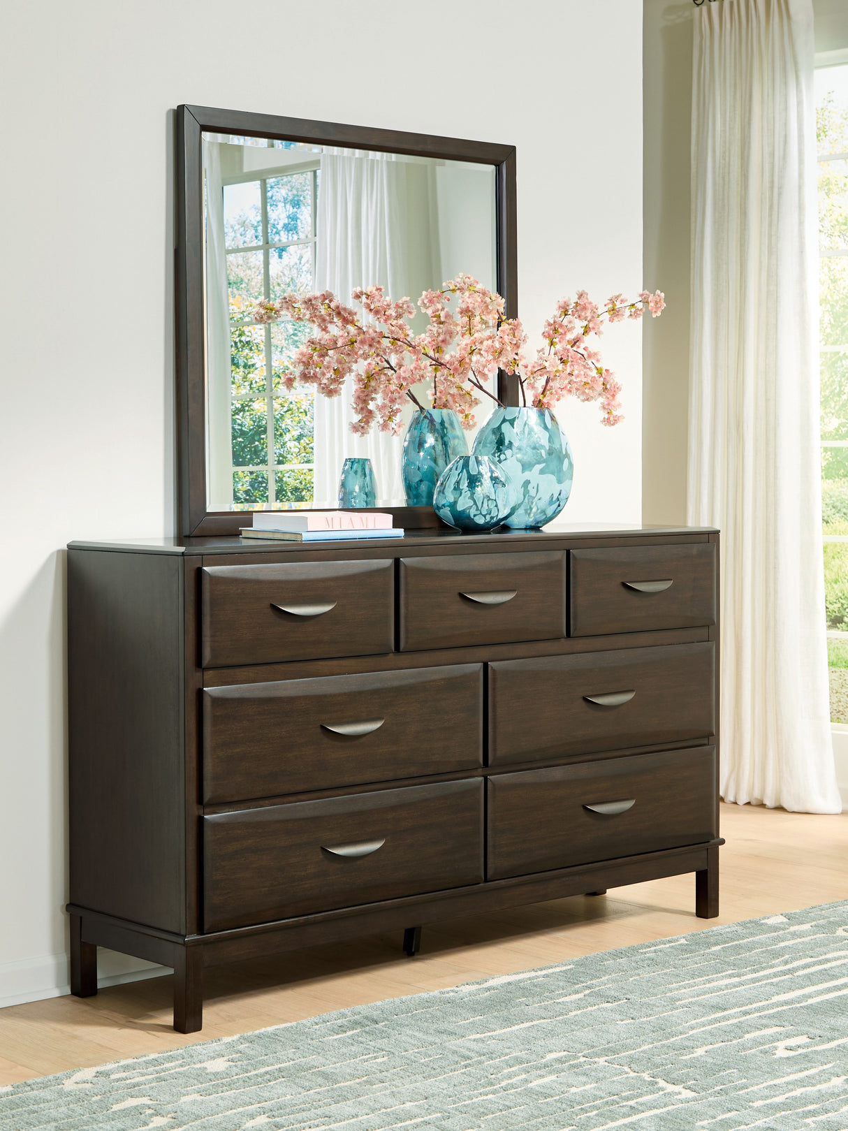 Vanmore - Dark Brown - Dresser And Mirror by Signature Design by Ashley® | Bel Furniture