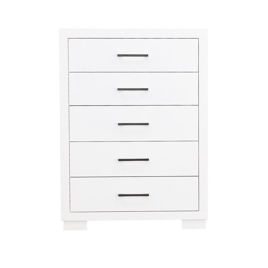 Jessica - 5-Drawer Bedroom Chest White by CoasterEssence | Bel Furniture
