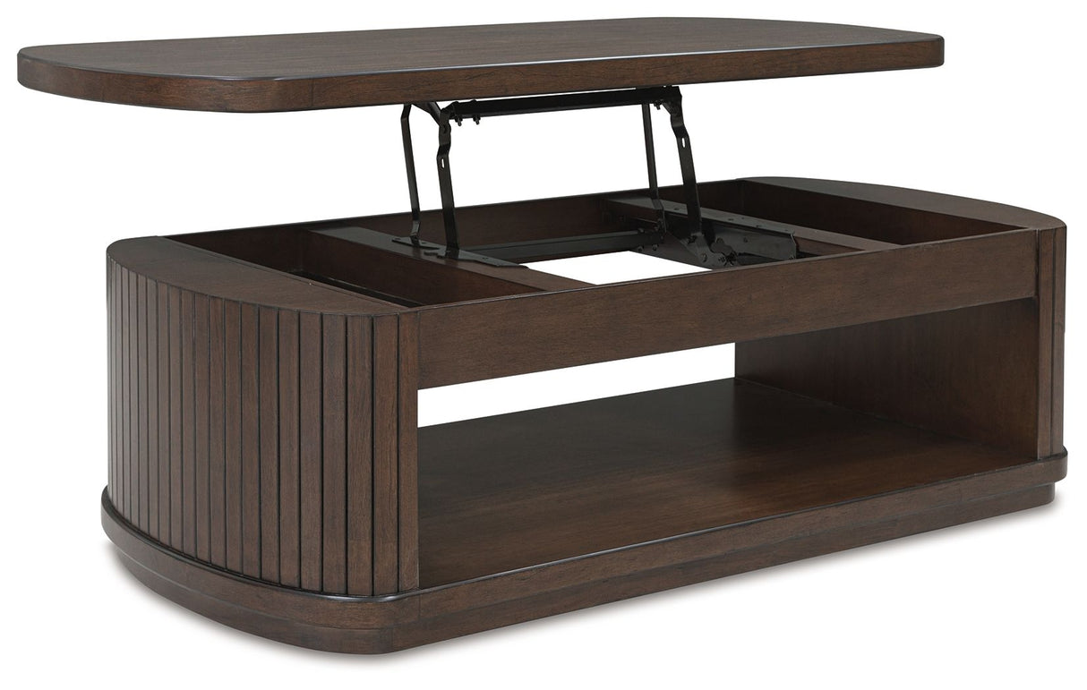 Korestone - Dark Brown - Lift Top Cocktail Table by Signature Design by Ashley® | Bel Furniture