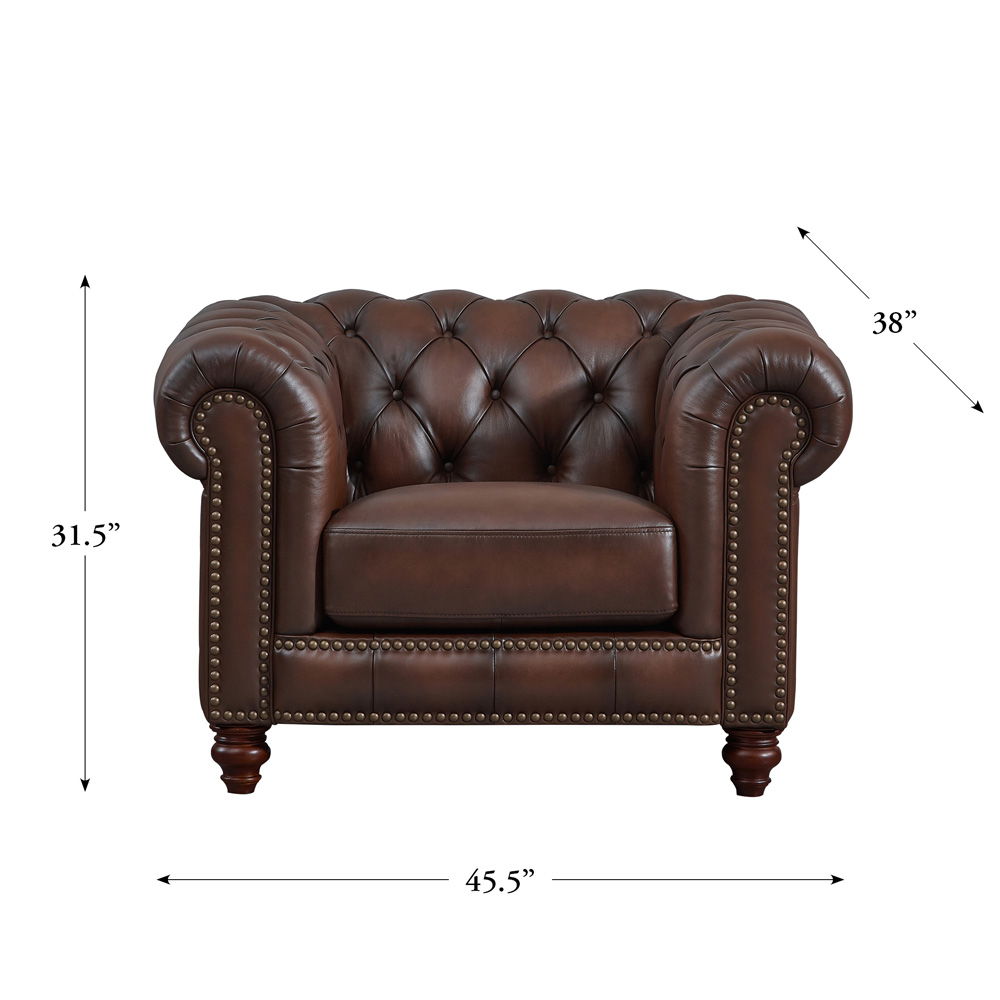 Alton Bay-Top Grain Leather Chair - Brown by Hydeline Furniture | Bel Furniture