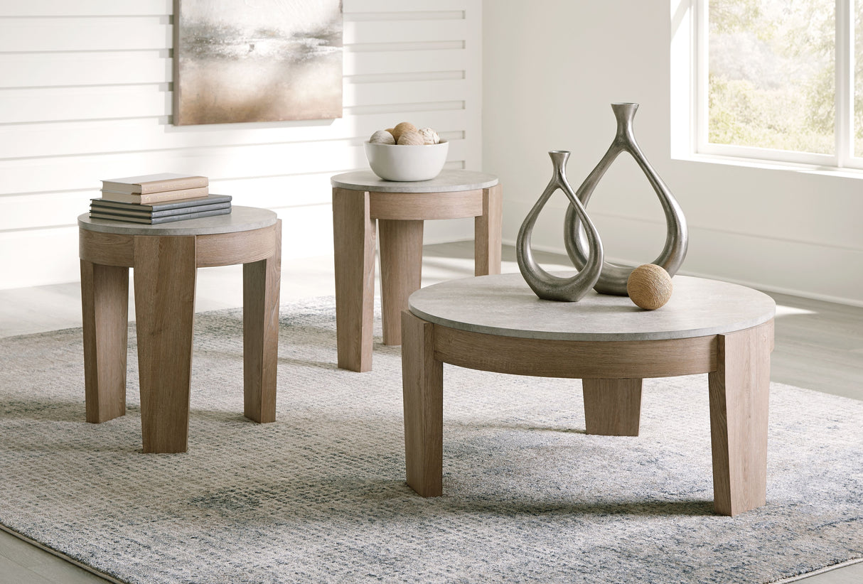Guystone - Light Brown - Occasional Table Set (Set of 3) by Signature Design by Ashley® | Bel Furniture