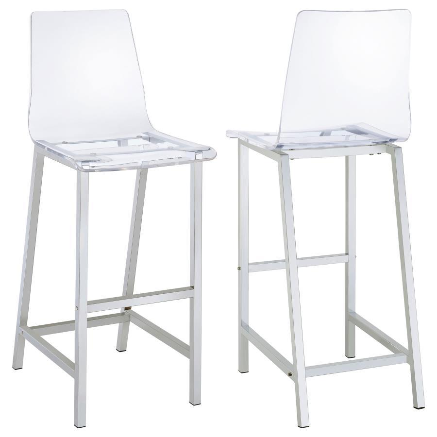 Juelia - Chrome Stools (Set of 2) White 17"W x 21"D x 46"H by CoasterEssence | Bel Furniture