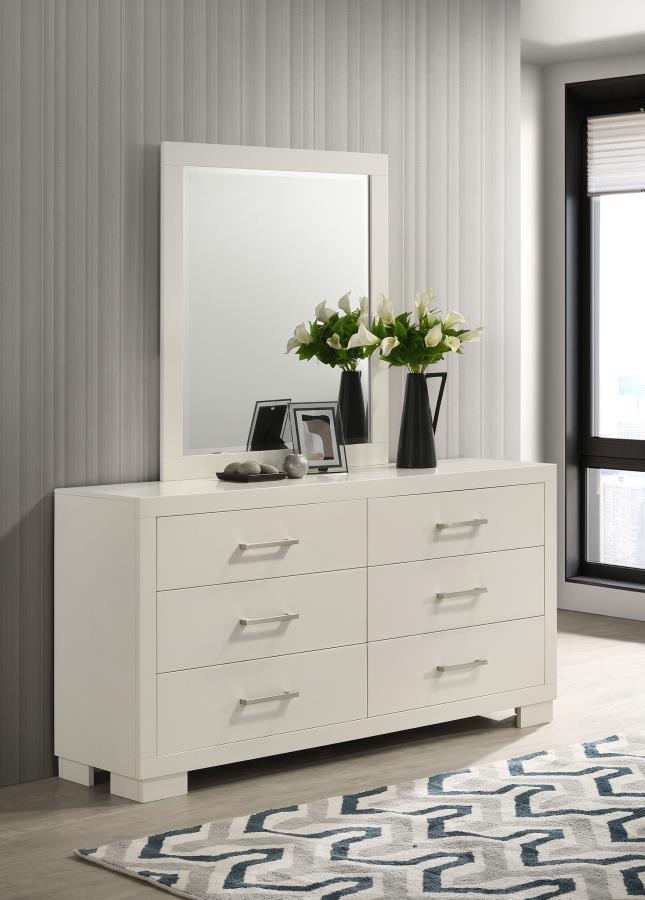 Jessica - 6-Drawer Dresser With Mirror by CoasterEssence | Bel Furniture