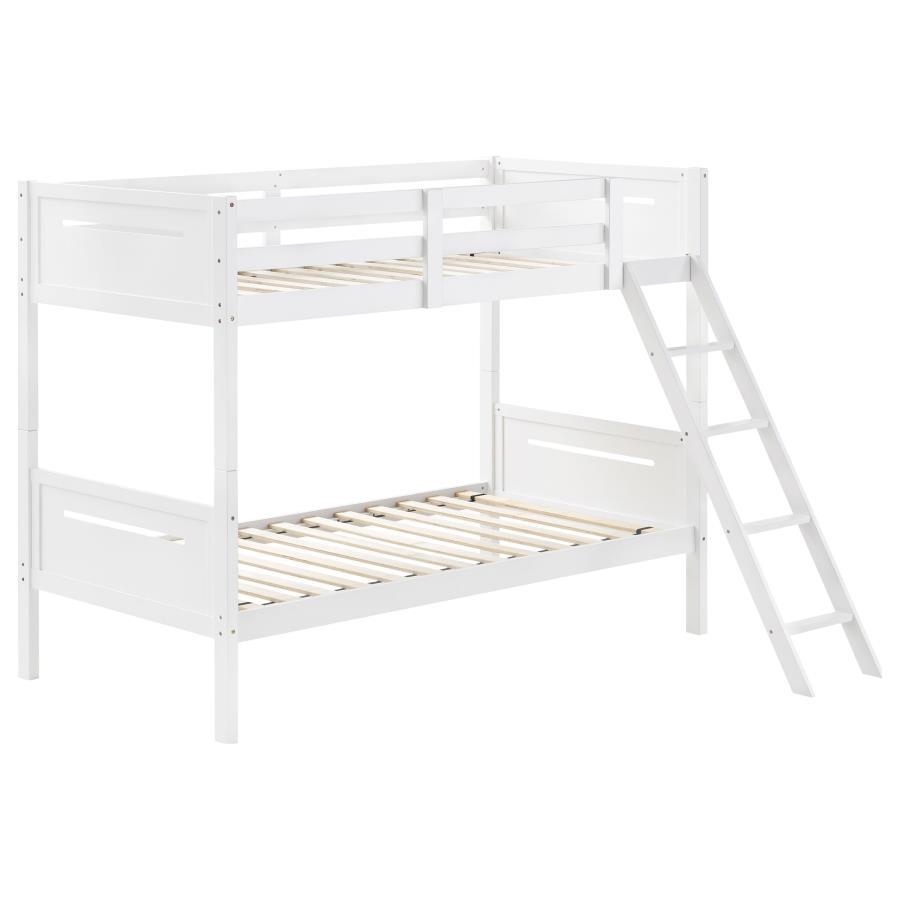Littleton - Bunk Bed White Twin over Twin by CoasterEveryday | Bel Furniture