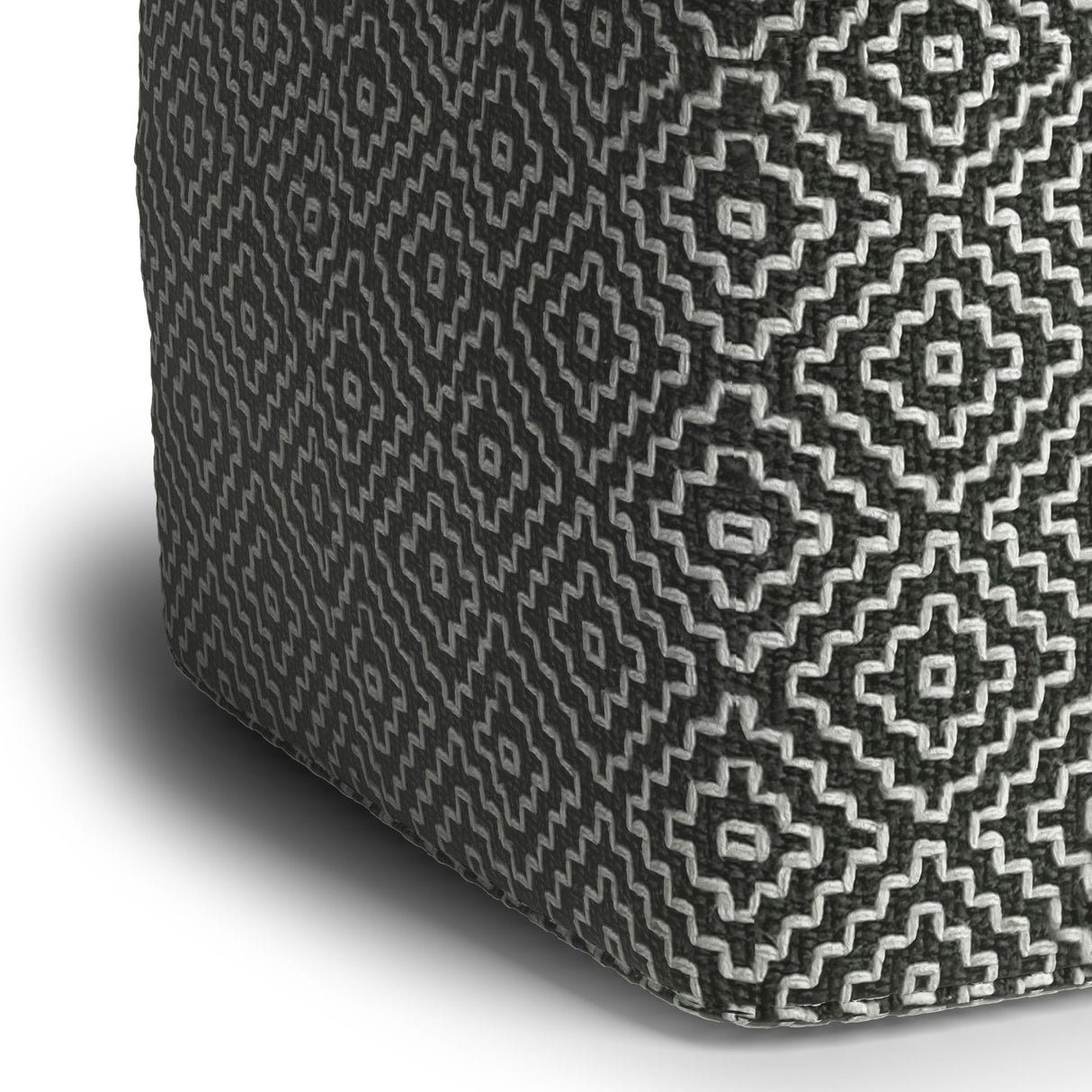 Briella - Square Woven Outdoor / Indoor Pouf - Gray / White by Simpli-Home | Bel Furniture
