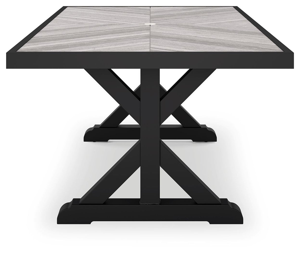 Beachcroft - Rectangular Dining Table With Umbrella Option - Black / Light Gray