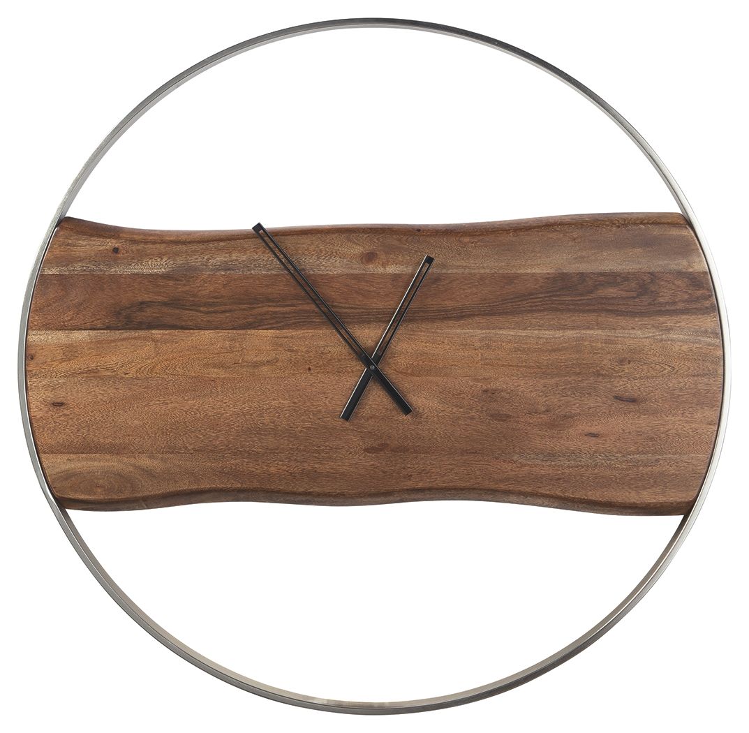 Panchali - Brown / Silver Finish - Wall Clock by Signature Design by Ashley® | Bel Furniture