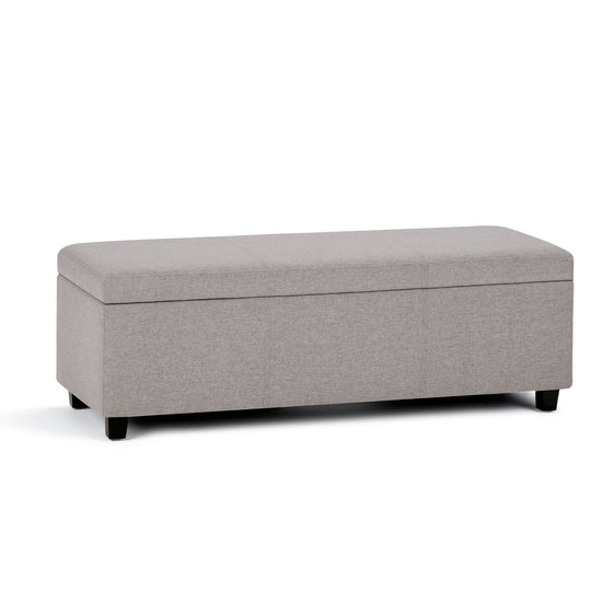 Avalon - Multifunctional Storage Ottoman Bench Pearl Silver 48.4"W x 48.4"D x 16.1"H Fabric by Simpli-Home | Bel Furniture