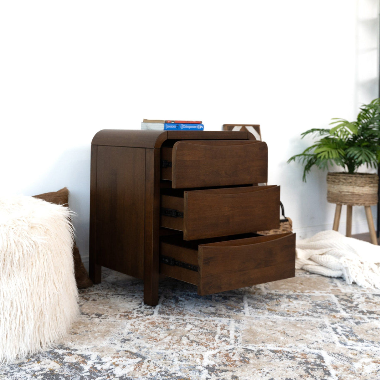 Lionel - Mid-Century Modern Nightstand 3 Drawer Bed Side Table - Brown by Ashcroft Furniture | Bel Furniture