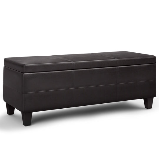 Avalon - Lift Top Rectangular Storage Ottoman - Tanners Brown by Simpli-Home | Bel Furniture