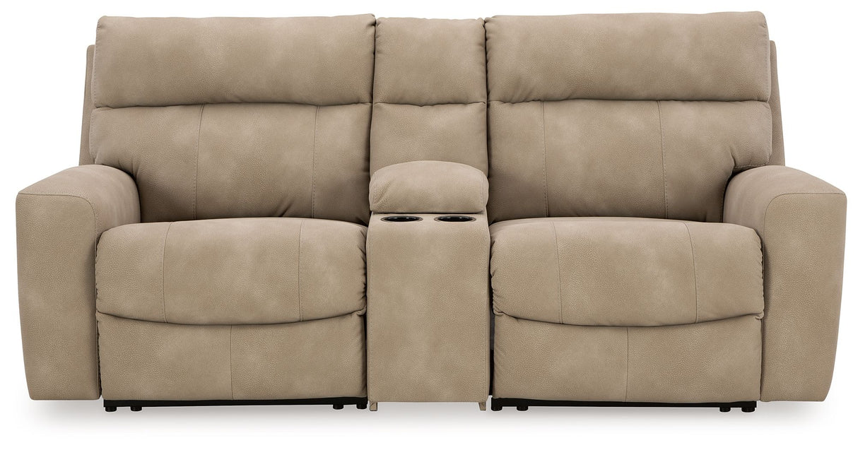 Next-Gen Durapella - Reclining Sectional Beige 3 Pc. Power Reclining Sectional Loveseat With Console by Signature Design by Ashley® | Bel Furniture