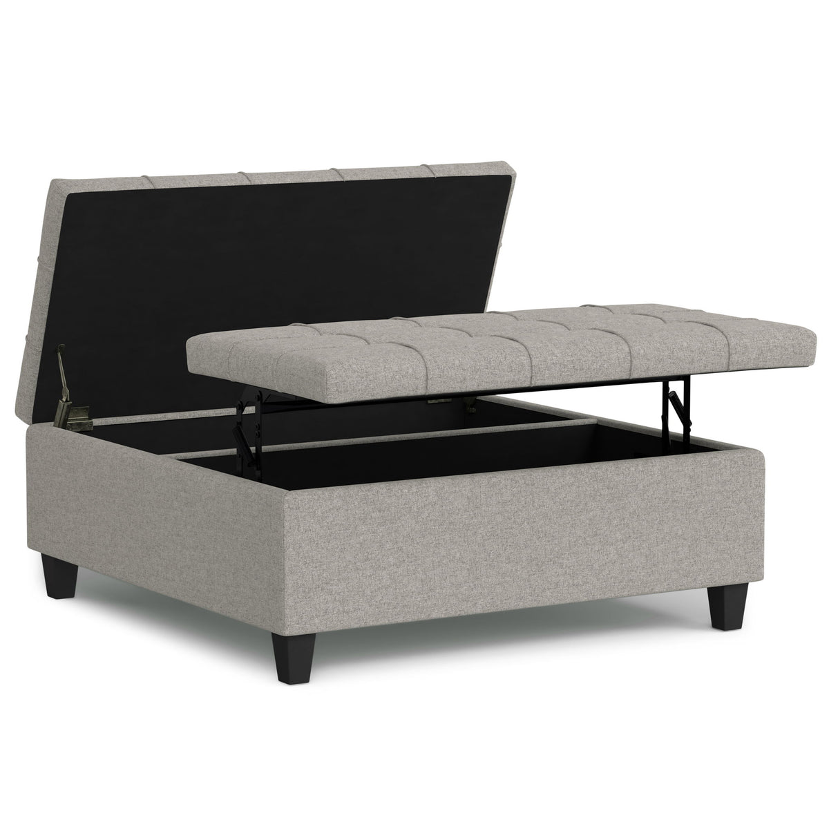 Harrison - Large Square Coffee Table Storage Ottoman - Gray