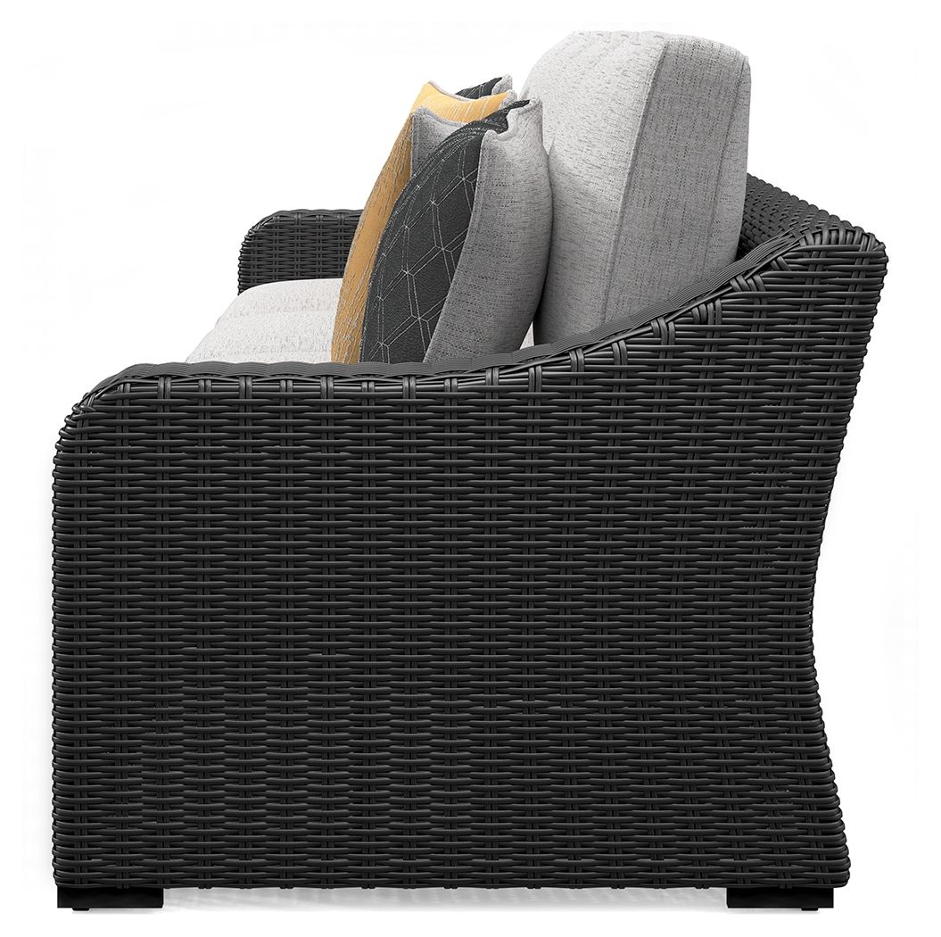 Beachcroft - Black / Light Gray - 2-Piece Outdoor Loveseat with Cushion by Signature Design by Ashley® | Bel Furniture