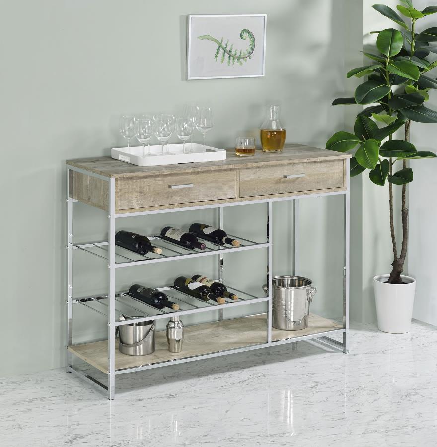 Melrose - 2-Drawer Home Bar Storage With Wine Rack Gray - Gray by Coaster Fine Furniture | Bel Furniture