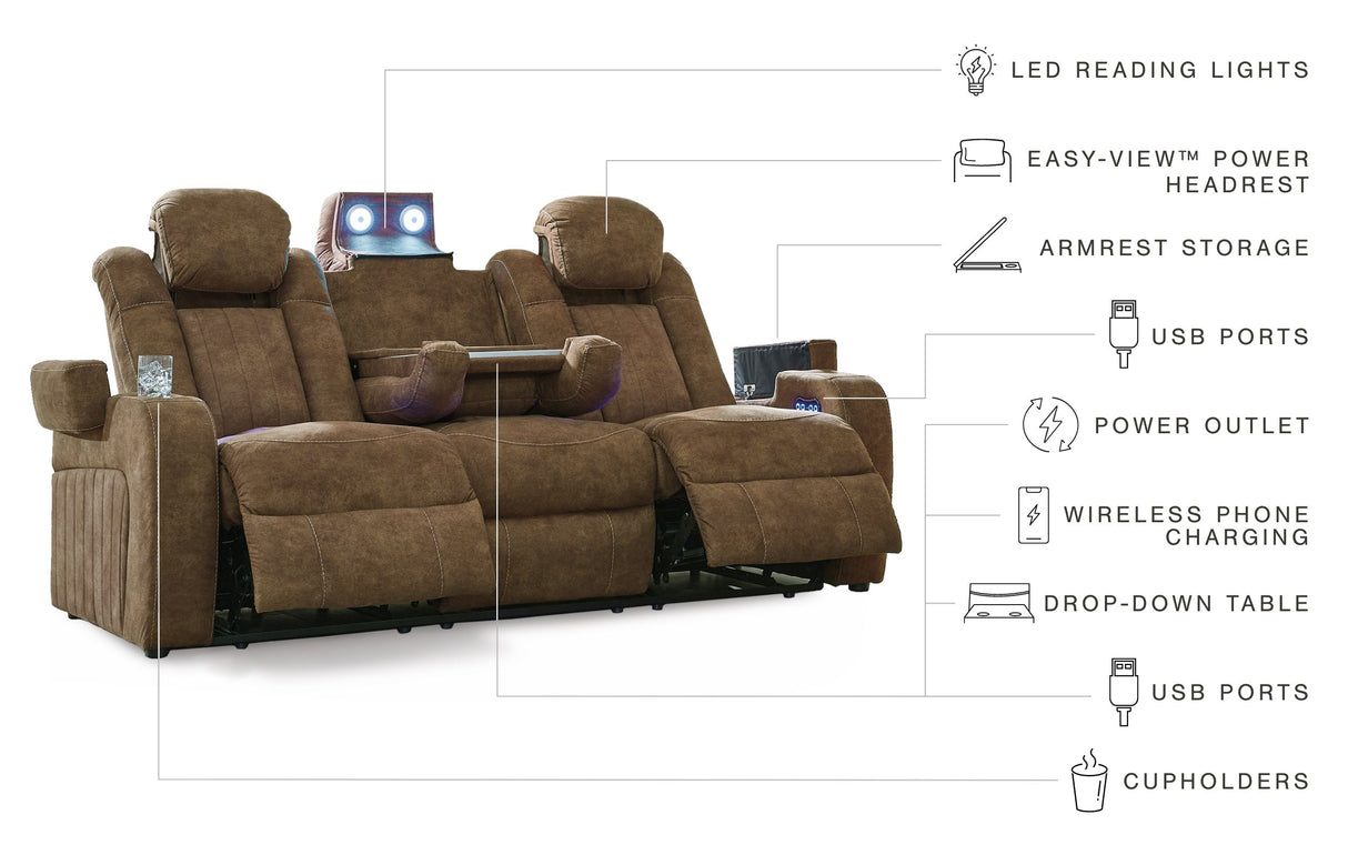 Wolfridge - Brindle - Power Reclining Sofa With Adj Headrest by Signature Design by Ashley® | Bel Furniture