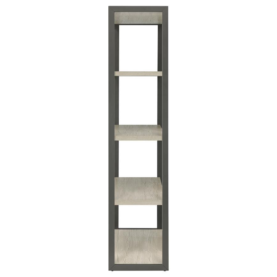 Loomis - 72" 4-Shelf Bookshelf - Whitewashed Gray by CoasterEssence | Bel Furniture