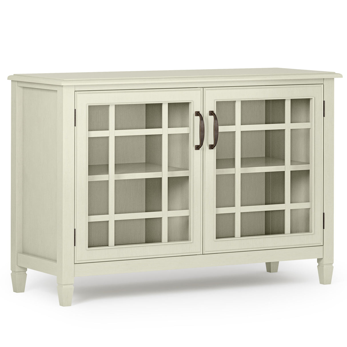 Connaught - Handcrafted Low Storage Cabinet White by Simpli-Home | Bel Furniture