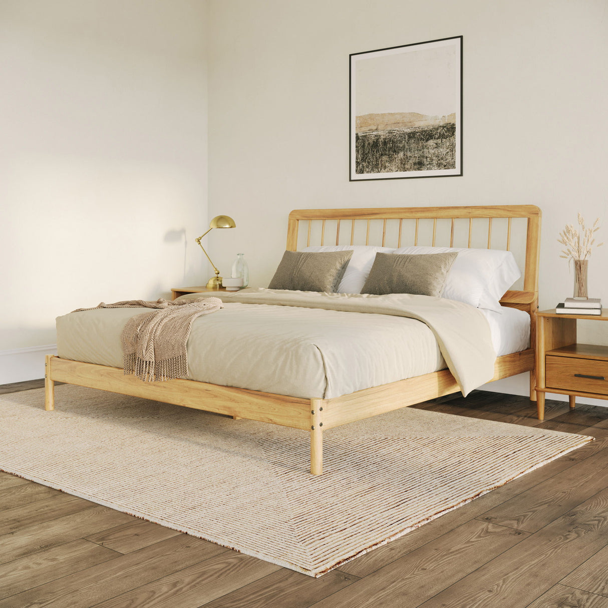 Mid-Century Modern Solid Wood Spindle Bed by Walker Edison | Bel Furniture